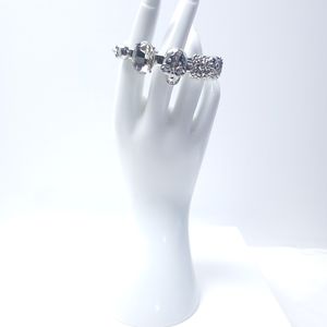 3 Figure Silver Skull and stone Ring